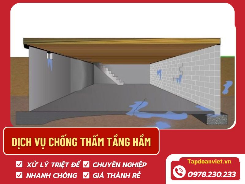 Chống thấm tầng hầm chung cư chuyên nghiệp, bảo hành 10 năm