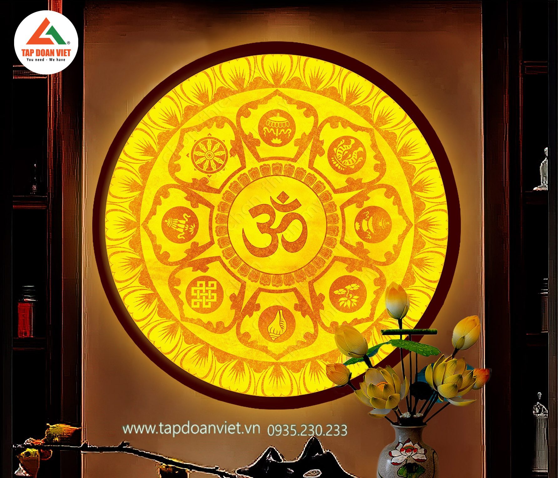 Tranh Trúc Chỉ Mandala Chữ OM TTC113 vẻ đẹp tâm linh