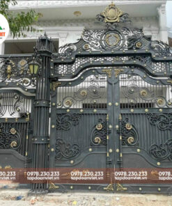 Cổng sắt 2 cánh biệt thự đơn giản, trang nhã