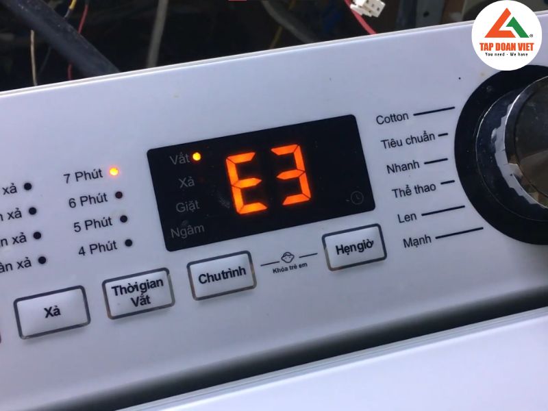 Dấu hiệu nhận biết máy giặt Electrolux báo lỗi E3