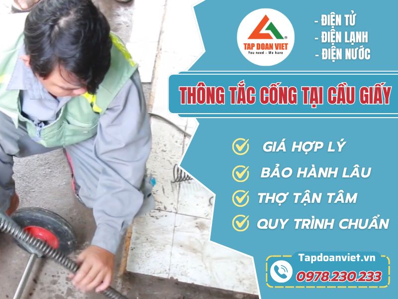 Thợ thông tắc cống tại Cầu Giấy tay nghề giỏi 