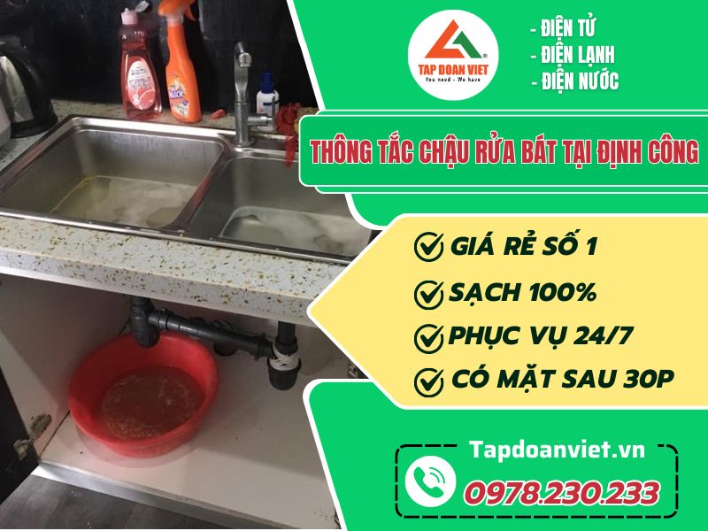 Thợ thông tắc chậu rửa bát tại Định Công tay nghề giỏi