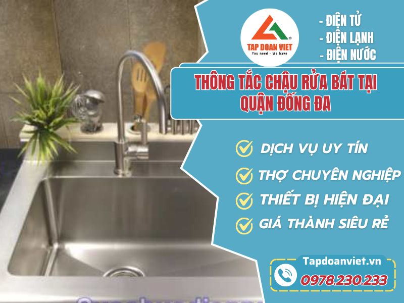 thông tắc chậu rửa bát tại quận Đống Đa 