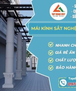 Mẫu mái kính sắt nghệ thuật giá tốt, thi công trọn gói