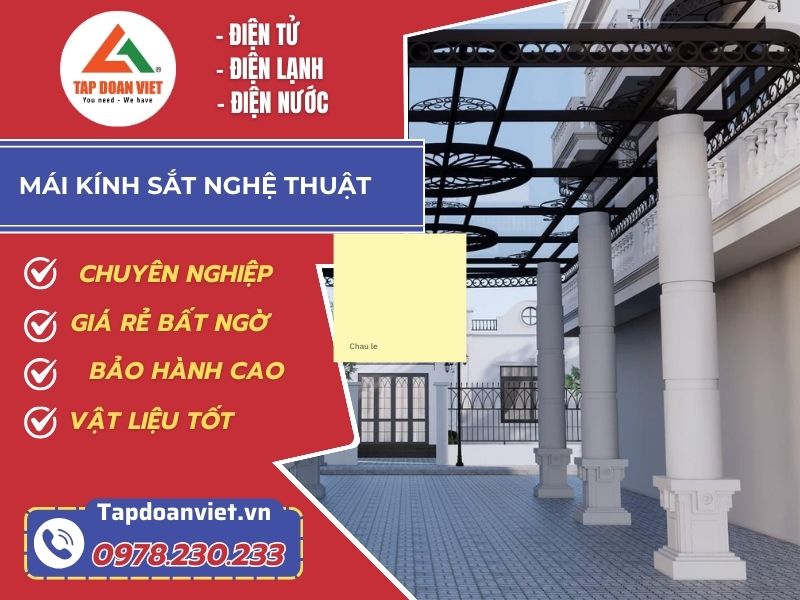 Mái kính sắt nghệ thuật giá tốt, thi công trọn gói