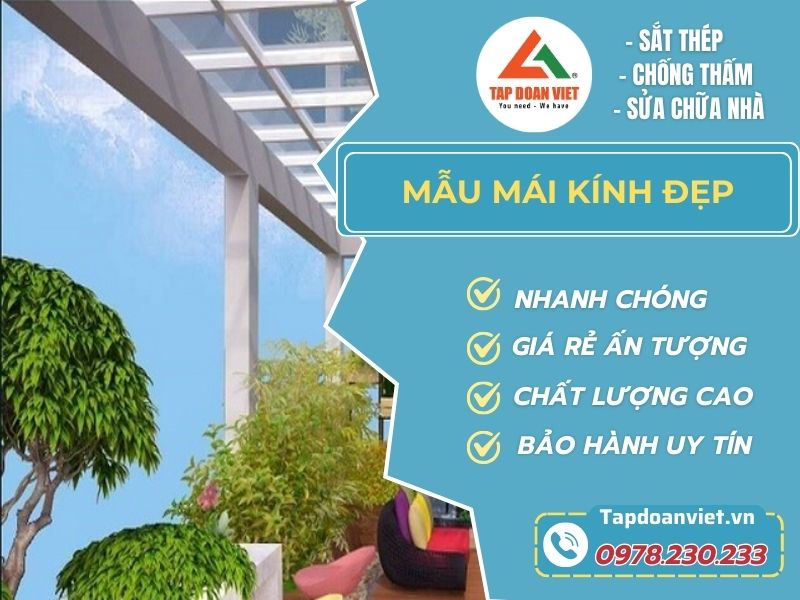 Đơn vị thi công mẫu mái kính đẹp, chất lượng