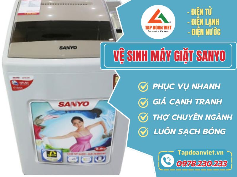 Hướng dẫn vệ sinh máy giặt Sanyo sạch bong, sáng bóng tại nhà