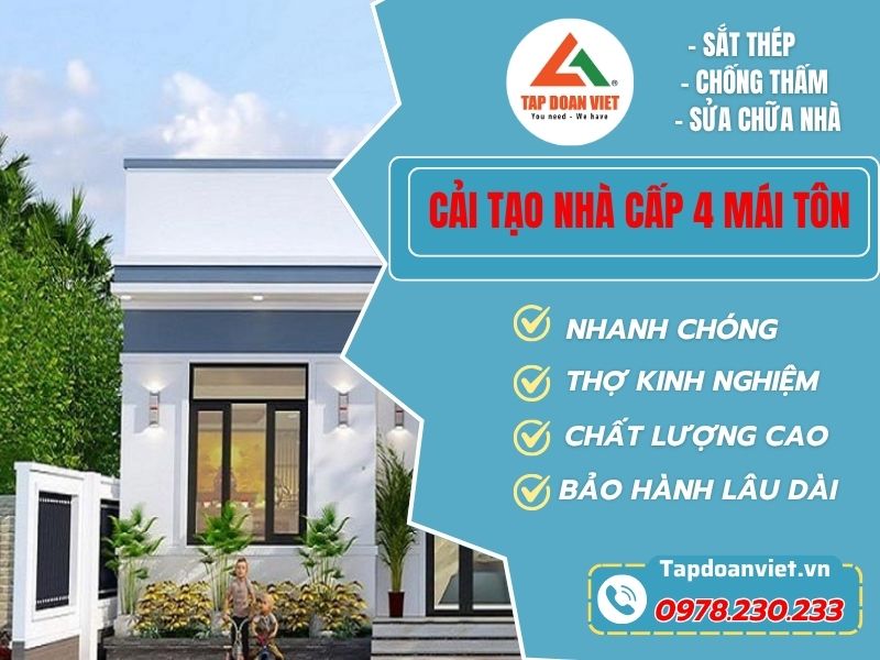 Cải Tạo Nhà Cấp 4 Mái Tôn – Giải Pháp Đẹp, Tiết Kiệm Cho Không Gian Sống