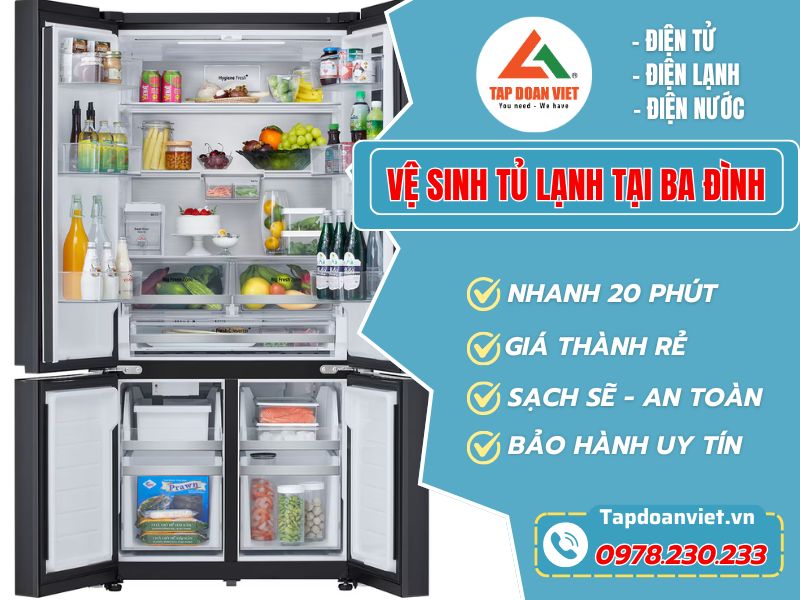 Vệ sinh tủ lạnh tại Ba Đình nhanh chóng, sạch bóng, giá rẻ