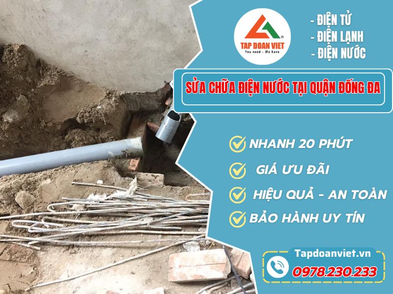 Dịch vụ sửa chữa điện nước tại quận Đống Đa chuyên nghiệp cùng Tapdoanviet