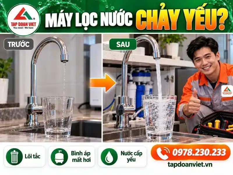Máy lọc nước chảy yếu, chảy chậm: kiểm tra 5 bước tại nhà - Tập Đoàn Việt Máy lọc nước chảy yếu