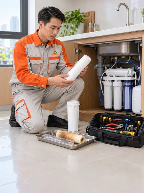 Thợ Tập Đoàn Việt thay lõi máy lọc nước